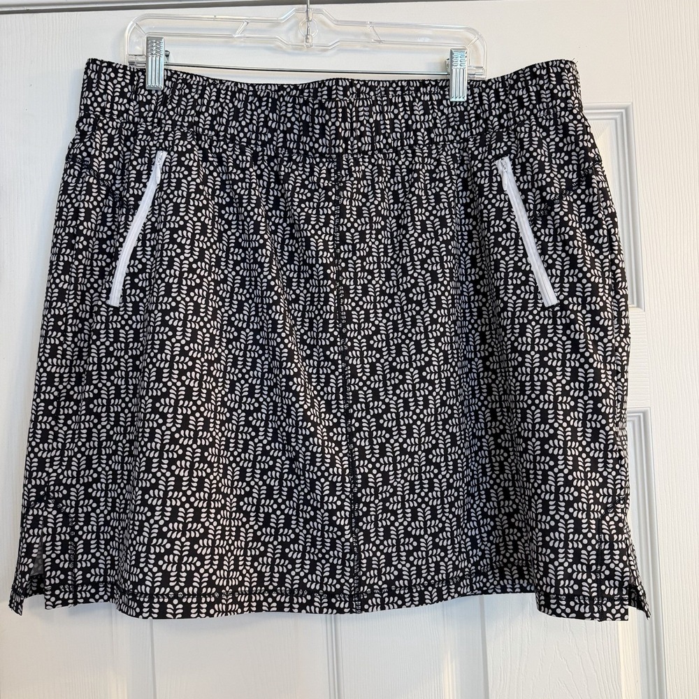 Talbots Skort XL Black Tennis‎ Golf Cool Zip Pockets Undershorts Walking Casual